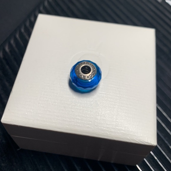 Pandora Sterling Silver Azure Faceted Murano Glass Charm - Picture 10 of 10